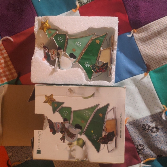 2/20$ INTERNATIONAL SILVER CO. Snowman Stained Glass Votive - Picture 3 of 12